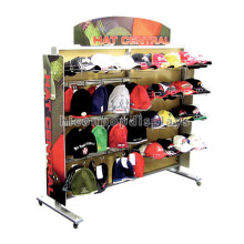 Estante de exhibición del sombrero del metal de la comercialización de los productos de Sportwear del piso hechos a mano personalizados para la tienda al por menor